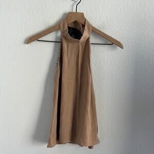 NWT For Love of Lemons Neutral Open Black Lace High Neck Tank Top XS